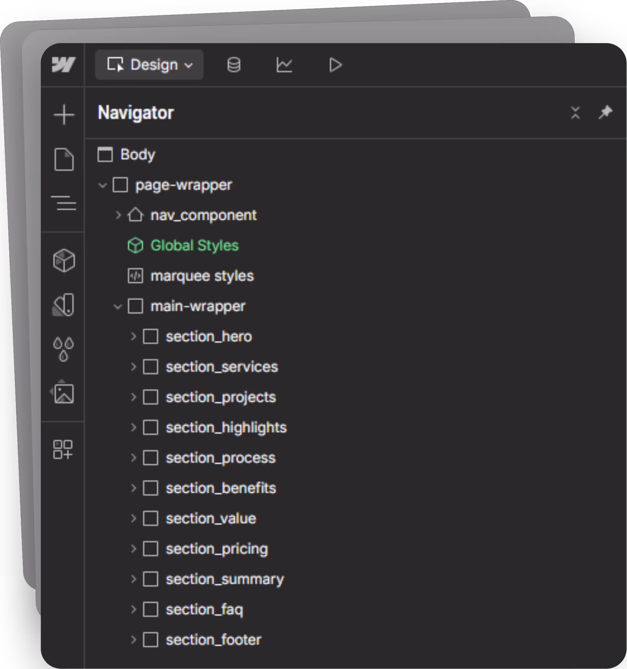 Custom website design interface